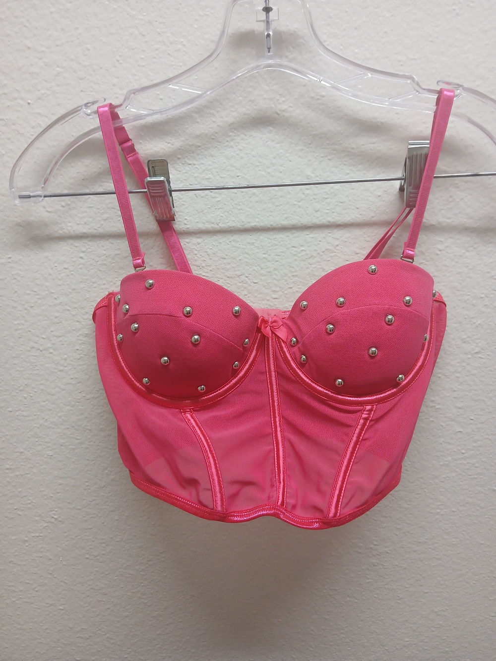 Women’s Pink Studded Bustier Crop Top